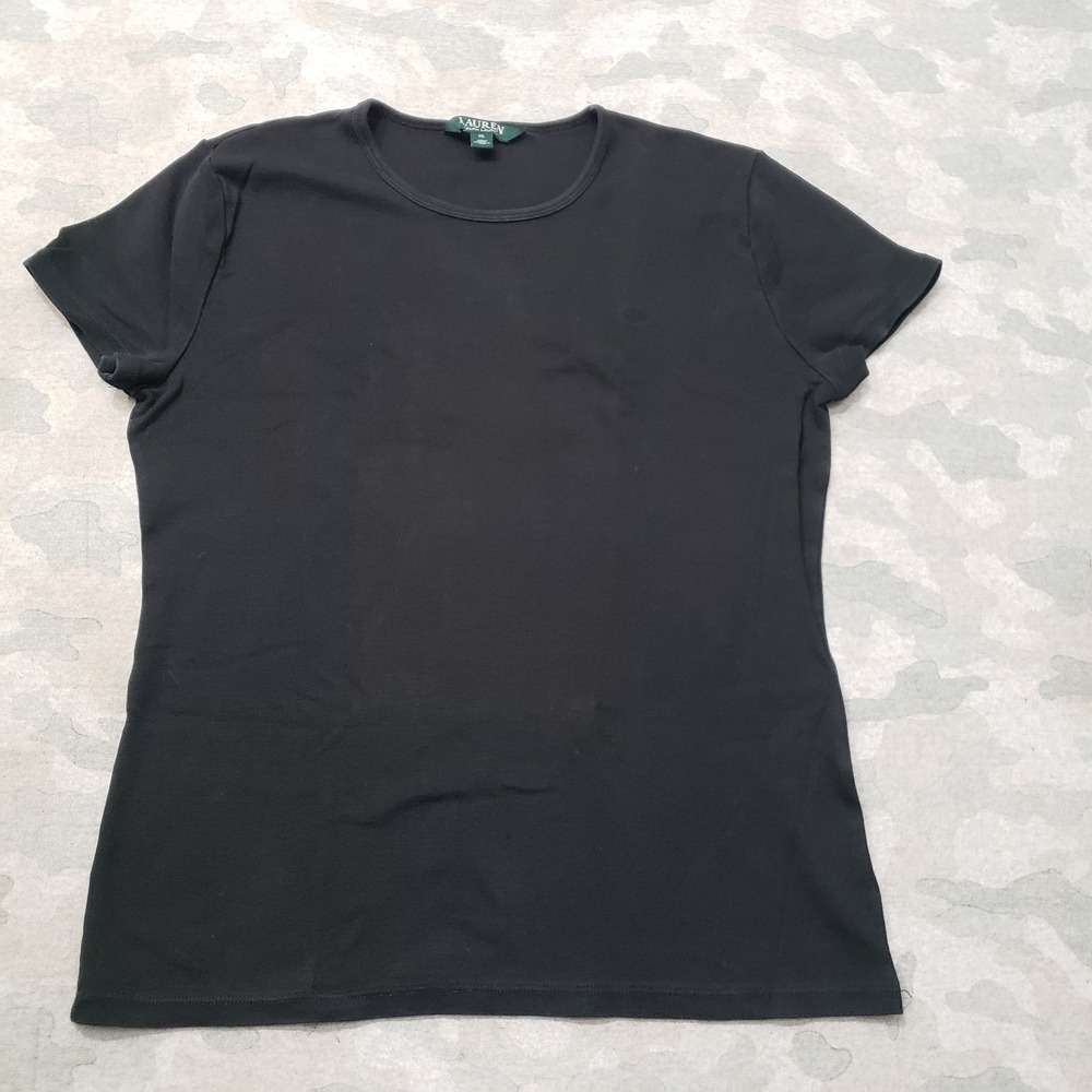 Lauren Ralph Lauren Top Womens XL Black Short Sleeve Preppy